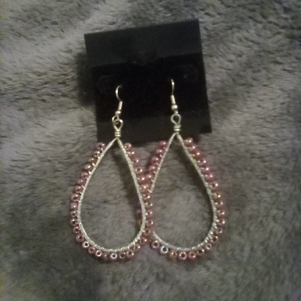 Wire Wrapped Earrings (Plum)